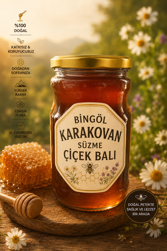 Bingöl Karakovan Süzme Çiçek Bal (950 gr)