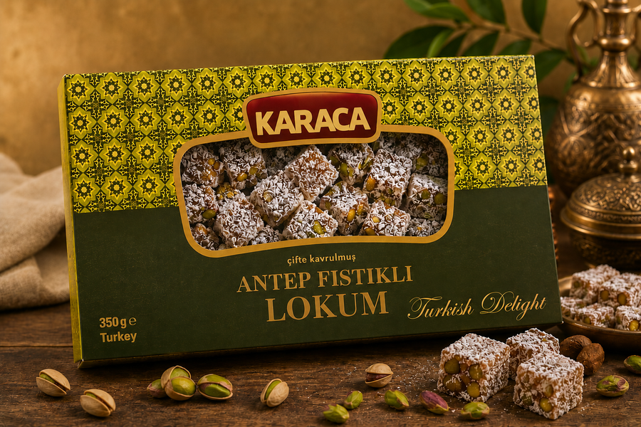 KARACA Antep Fıstıklı Lokum – Çifte Kavrulmuş, 350 g