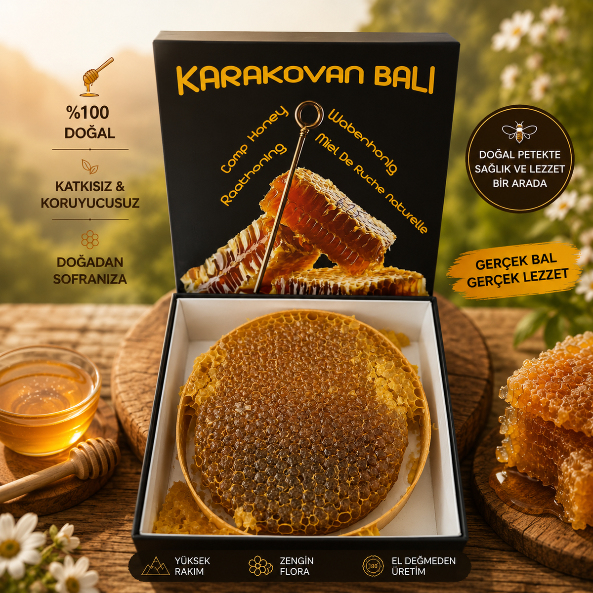Karakovan Petek Bal - Erzincan Yöresi Karton Kutu (600-700 gr)